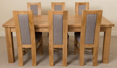 Richmond Large Oak Extending Dining Table with 6 Stanford Oak Chairs