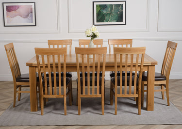 Richmond Large Oak Extending Dining Table with 8 Harvard Oak Chairs