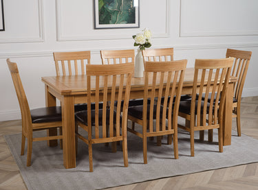 Richmond Large Oak Extending Dining Table with 8 Harvard Oak Chairs