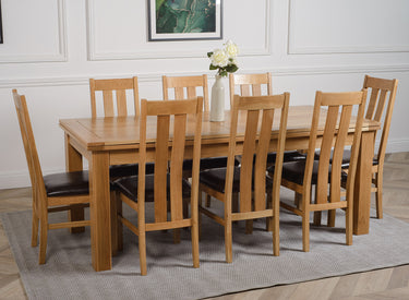 Richmond Large Oak Extending Dining Table with 8 Princeton Oak Chairs