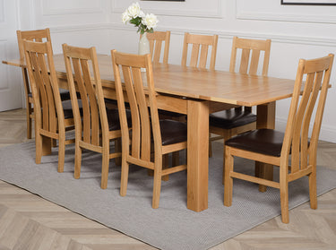 Richmond Large Oak Extending Dining Table with 8 Princeton Oak Chairs