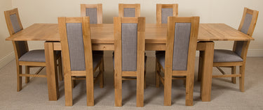Richmond Large Oak Extending Dining Table with 8 Stanford Oak Chairs