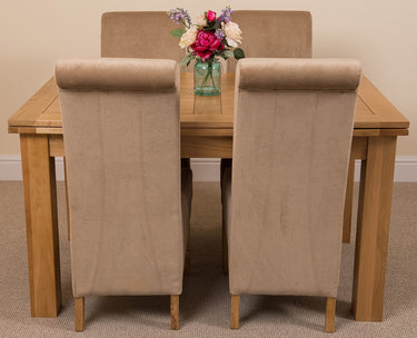 Richmond Medium Oak Extendable Dining Table with 4 Montana Beige Fabric Chairs