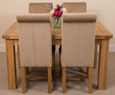 Richmond Medium Oak Extendable Dining Table with 4 Washington Beige Fabric Chairs