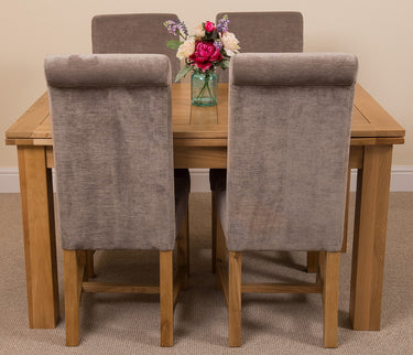 Richmond Medium Oak Extendable Dining Table with 4 Washington Grey Fabric Chairs