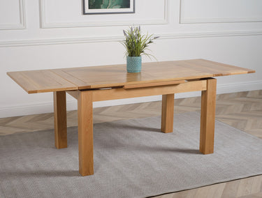 Richmond Medium Oak Extendable Dining Table with 4 Lola Burgundy Leather Chairs