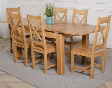 Richmond Medium Oak Extendable Dining Table with 6 Berkeley Oak Chairs