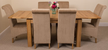 Richmond Medium Oak Extendable Dining Table with 6 Montana Beige Fabric Chairs
