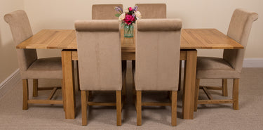 Richmond Medium Oak Extendable Dining Table with 6 Washington Beige Fabric Chairs