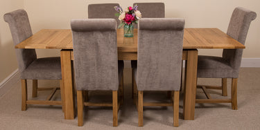 Richmond Medium Oak Extendable Dining Table with 6 Washington Grey Fabric Chairs