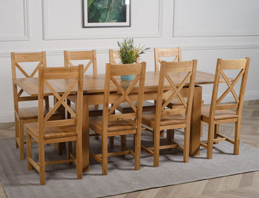 Richmond Medium Oak Extendable Dining Table with 8 Berkeley Oak Chairs