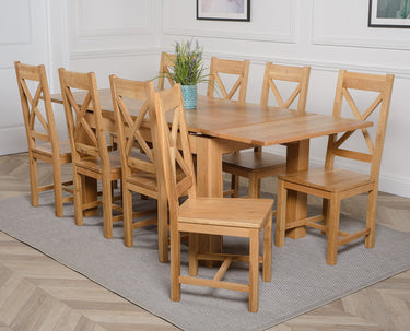 Richmond Medium Oak Extendable Dining Table with 8 Berkeley Oak Chairs