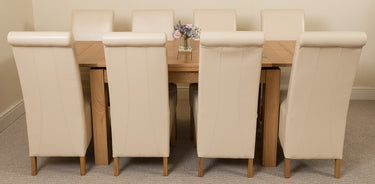 Richmond Medium Oak Extendable Dining Table with 8 Montana Ivory Leather Chairs
