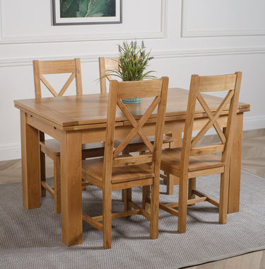 Richmond Medium Oak Extendable Dining Table with 4 Berkeley Oak Chairs