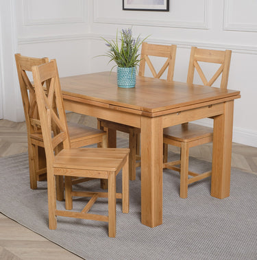 Richmond Medium Oak Extendable Dining Table with 4 Berkeley Oak Chairs
