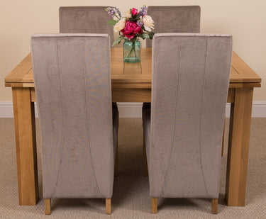 Richmond Medium Oak Extendable Dining Table with 4 Lola Grey Fabric Chairs