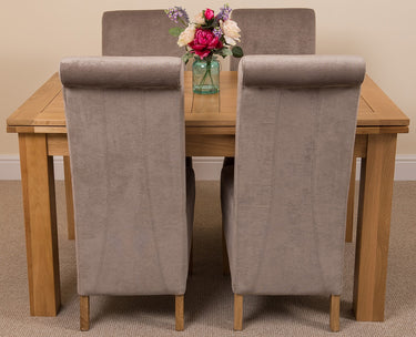 Richmond Medium Oak Extendable Dining Table with 4 Montana Grey Fabric Chairs