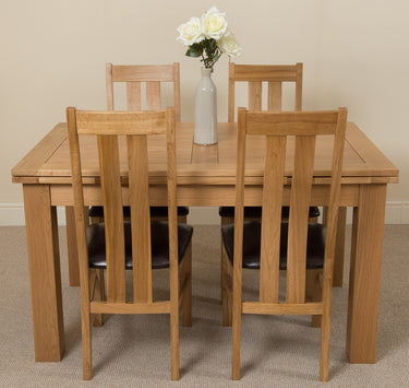 Richmond Medium Oak Extendable Dining Table with 4 Princeton Oak Chairs