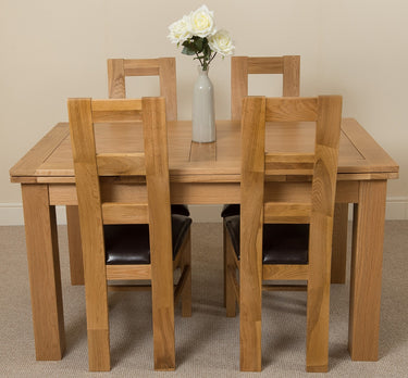 Richmond Medium Oak Extendable Dining Table with 4 Yale Oak Chairs