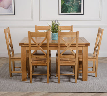 Richmond Medium Oak Extendable Dining Table with 6 Berkeley Oak Chairs