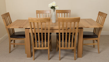 Richmond Medium Oak Extendable Dining Table with 6 Harvard Oak Chairs