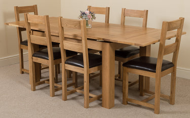 Richmond Medium Oak Extendable Dining Table with 6 Lincoln Oak Chairs