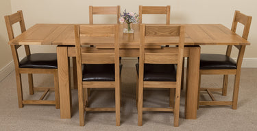 Richmond Medium Oak Extendable Dining Table with 6 Lincoln Oak Chairs