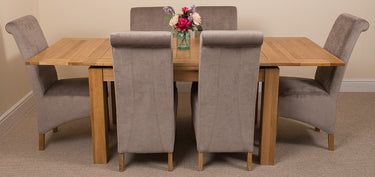 Richmond Medium Oak Extendable Dining Table with 6 Montana Grey Fabric Chairs