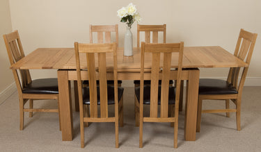 Richmond Medium Oak Extendable Dining Table with 6 Princeton Oak Chairs
