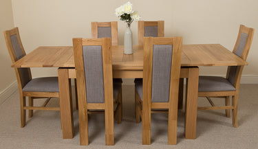Richmond Medium Oak Extendable Dining Table with 6 Stanford Oak Chairs