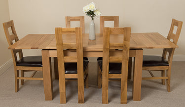 Richmond Medium Oak Extendable Dining Table with 6 Yale Oak Chairs