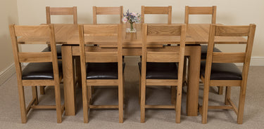 Richmond Medium Oak Extendable Dining Table with 8 Lincoln Oak Chairs