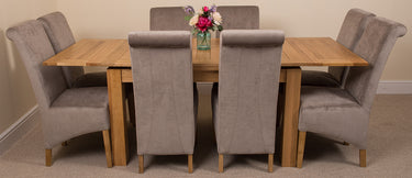 Richmond Medium Oak Extendable Dining Table with 8 Montana Grey Fabric Chairs