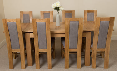 Richmond Medium Oak Extendable Dining Table with 8 Stanford Oak Chairs