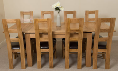 Richmond Medium Oak Extendable Dining Table with 8 Yale Oak Chairs