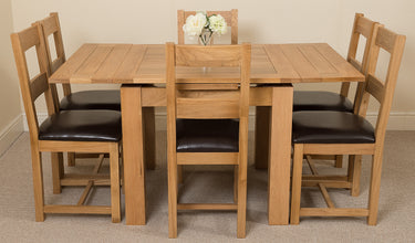 Richmond Small Extending Oak Dining Set with 6 Lincoln Oak Chairs