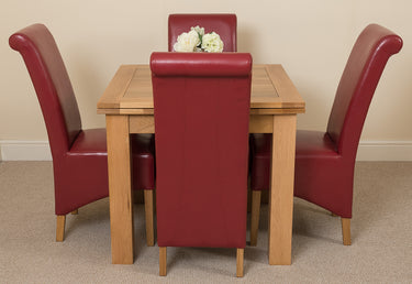 Richmond Small Extending Oak Dining Set with 4 Montana Burgundy Leather Chairs
