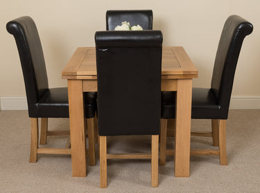 Richmond Small Extending Oak Dining Set with 4 Washington Black Leather Chairs