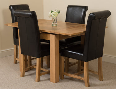 Richmond Small Extending Oak Dining Set with 4 Washington Black Leather Chairs