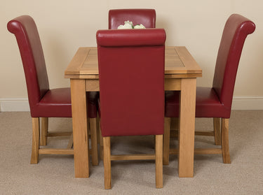 Richmond Small Extending Oak Dining Set with 4 Washington Burgundy Leather Chairs