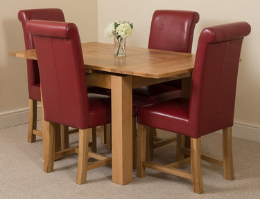 Richmond Small Extending Oak Dining Set with 4 Washington Burgundy Leather Chairs