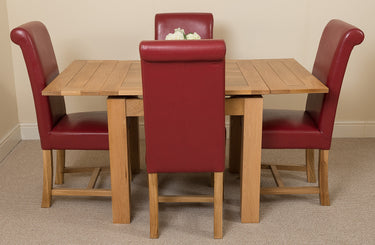 Richmond Small Extending Oak Dining Set with 4 Washington Burgundy Leather Chairs