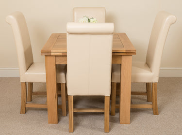 Richmond Small Extending Oak Dining Set with 4 Washington Ivory Leather Chairs