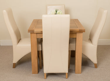 Richmond Small Extending Oak Dining Set with 4 Lola Ivory Leather Chairs