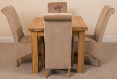 Richmond Small Extending Oak Dining Set with 4 Montana Beige Fabric Chairs