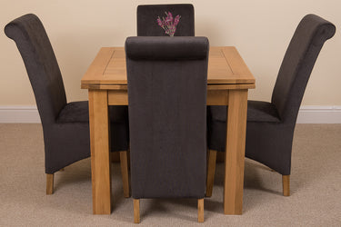 Richmond Small Extending Oak Dining Set with 4 Montana Black Fabric Chairs