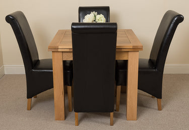 Richmond Small Extending Oak Dining Set with 4 Montana Black Leather Chairs