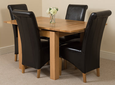 Richmond Small Extending Oak Dining Set with 4 Montana Black Leather Chairs