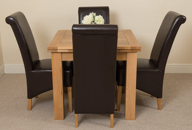 Richmond Small Extending Oak Dining Set with 4 Montana Brown Leather Chairs