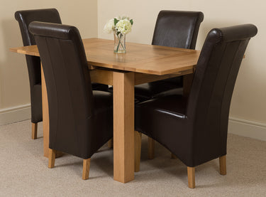 Richmond Small Extending Oak Dining Set with 4 Montana Brown Leather Chairs
